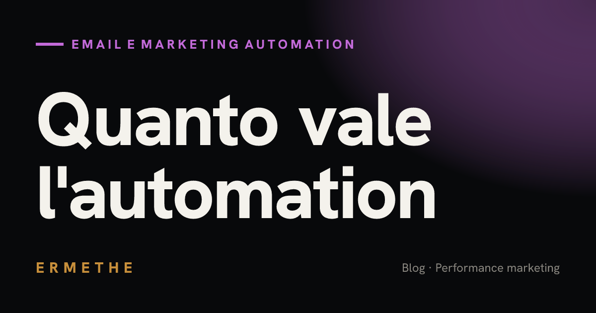 Copertina tipografica dell'articolo su quanto vale la marketing automation per un e-commerce con Klaviyo