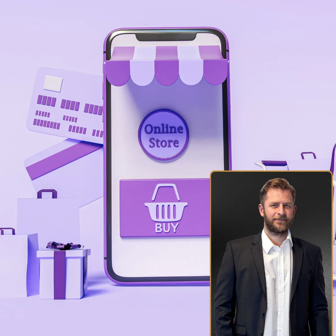 Shopify: che cos’è e come funziona - Smartphone con vetrina online e icona "Buy" - rappresentazione del funzionamento di Shopify