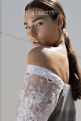 Woman seen from behind in a lace top, Elisa Cavaletti campaign, fashion